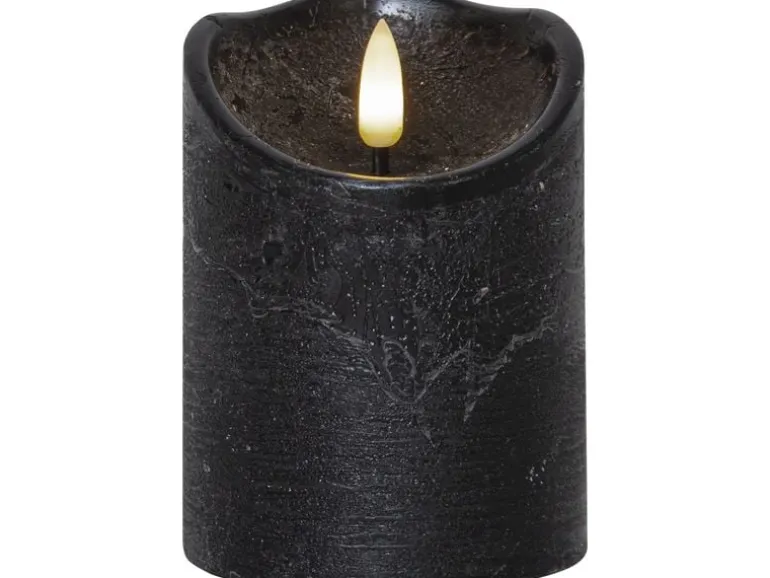 Star Trading LED-Kerze Flamme Rustic, Ø 7.5 x 10 cm, Schwarz