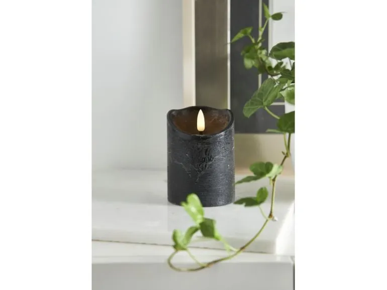 Star Trading LED-Kerze Flamme Rustic, Ø 7.5 x 10 cm, Schwarz