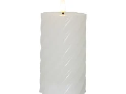 Star Trading LED-Kerze Pillar Flamme Swirl, Ø 7.5 x 15 cm, Weiss
