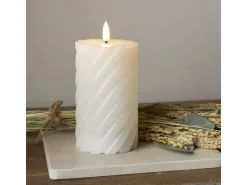 Star Trading LED-Kerze Pillar Flamme Swirl, Ø 7.5 x 15 cm, Weiss