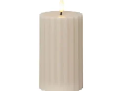 Star Trading LED-Kerze Pillar Flamme Stripe, Ø 7.5 x 15 cm, Beige