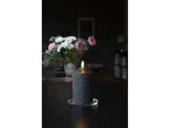 Star Trading LED-Kerze Pillar Flamme Ø 7.5 x 15 cm, Schwarz