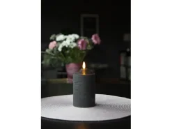 Star Trading LED-Kerze Pillar Flamme Ø 7.5 x 15 cm, Schwarz