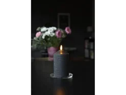 Star Trading LED-Kerze Pillar Flamme Ø 7.5 x 15 cm, Schwarz