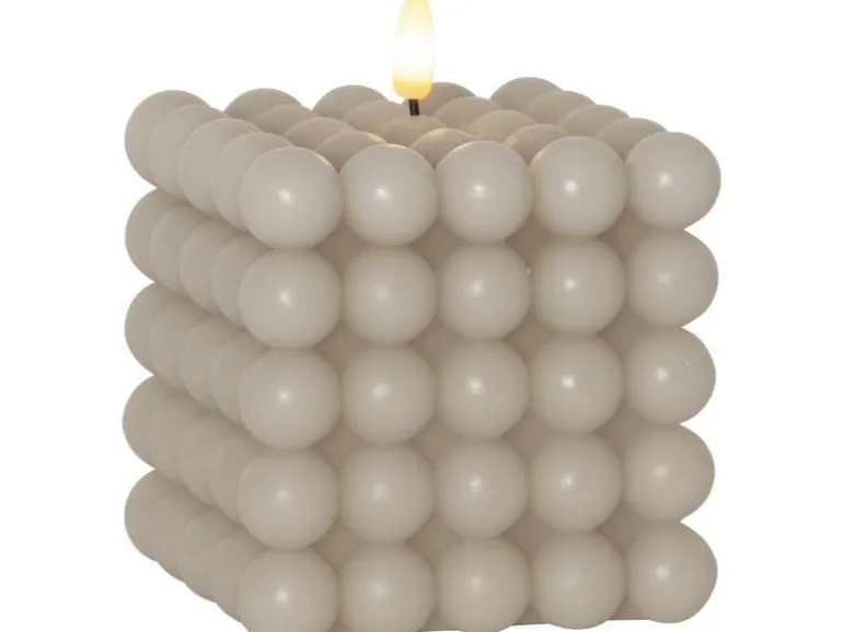 Star Trading LED-Kerze Pillar Flamme Dot, 10 x 12.5 cm, Beige
