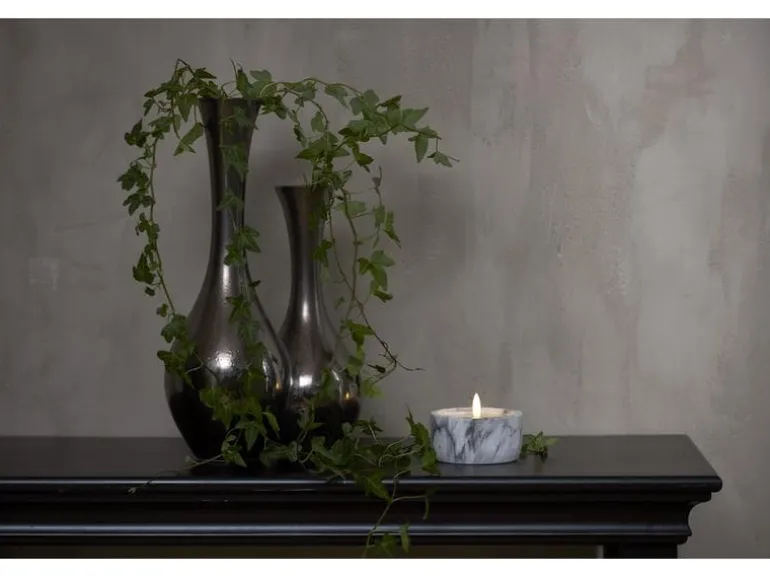 Star Trading LED-Kerze Pillar Flamme Marble Ø 10 x 7.5 cm, Grau