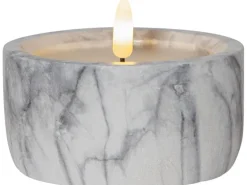Star Trading LED-Kerze Pillar Flamme Marble Ø 10 x 7.5 cm, Grau
