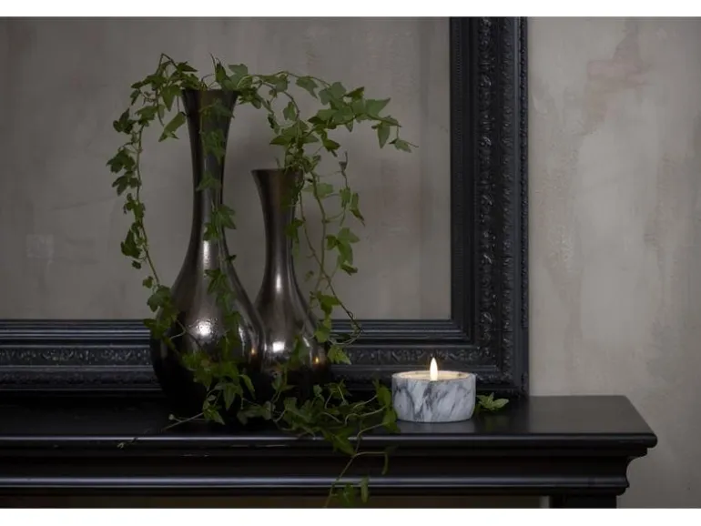 Star Trading LED-Kerze Pillar Flamme Marble Ø 10 x 7.5 cm, Grau