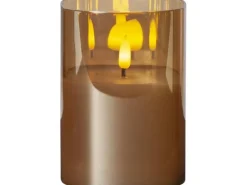Star Trading LED-Kerze Pillar Flamme Ø 9 x 12.5 cm, Braun