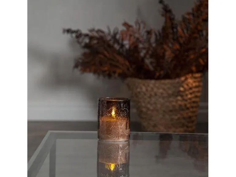 Star Trading LED-Kerze Pillar Flamme Leaf, Ø 10 x 12.5 cm, Braun