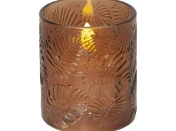 Star Trading LED-Kerze Pillar Flamme Leaf, Ø 10 x 12.5 cm, Braun