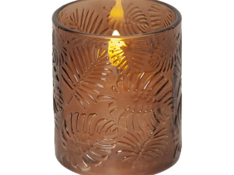 Star Trading LED-Kerze Pillar Flamme Leaf, Ø 10 x 12.5 cm, Braun