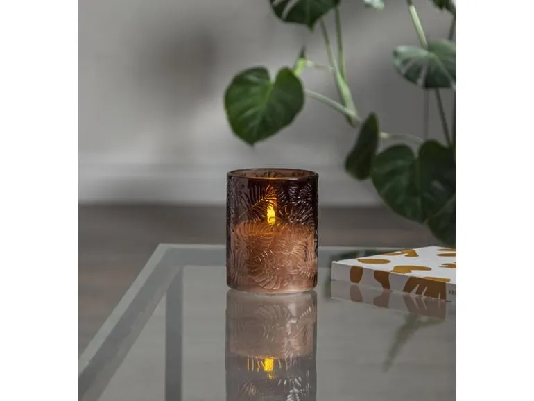 Star Trading LED-Kerze Pillar Flamme Leaf, Ø 10 x 12.5 cm, Braun