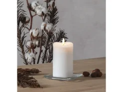 Star Trading LED-Kerze Pillar Flamme Ø 7.5 x 14 cm, Weiss