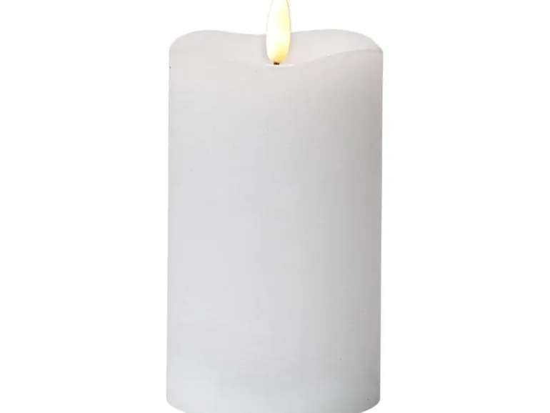 Star Trading LED-Kerze Pillar Flamme Ø 7.5 x 14 cm, Weiss