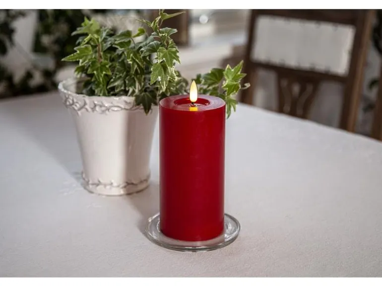 Star Trading LED-Kerze Pillar Flamme Flow, 17.5 cm, Rot