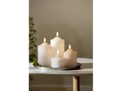 Star Trading LED-Kerze Pillar Flamme Ø 7.5 x 9.5 cm, Weiss
