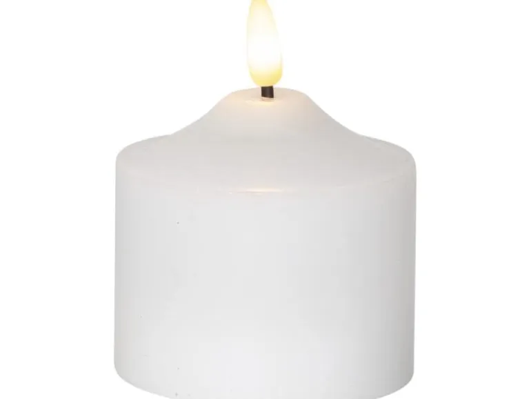 Star Trading LED-Kerze Pillar Flamme Ø 7.5 x 9.5 cm, Weiss