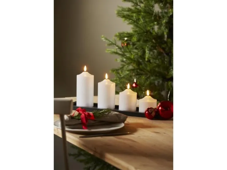 Star Trading LED-Kerze Pillar Flamme Ø 7.5 x 9.5 cm, Weiss