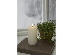 Star Trading LED-Kerze Pillar Flamme Flow Indoor, Weiss, 17.5 cm Höhe