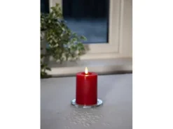 Star Trading LED-Kerze Pillar Flamme Flow Indoor, Rot, 12.5 cm Höhe
