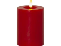 Star Trading LED-Kerze Pillar Flamme Flow Indoor, Rot, 12.5 cm Höhe