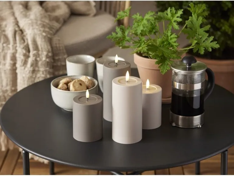 Star Trading LED Pillar Kerze Flamme Soft Indoor, 12.50 cm, Beige