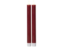 Star Trading LED-Stabkerzen Set Dinner Flamme Ø 2.2 x 24.5 cm, Rot, 2 Stk