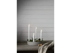 Star Trading LED-Stabkerzen Set Dinner Flamme Ø 2.1x28.5 cm, Weiss, 4 Stk