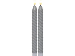 Star Trading LED-Stabkerzen Set Flamme Swirl, Ø 2.3 x 25 cm, Grau, 2 Stk