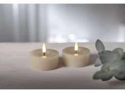 Star Trading LED Teelichter Set Flamme Flow 2 Pack, Beige