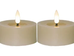 Star Trading LED Teelichter Set Flamme Flow 2 Pack, Beige