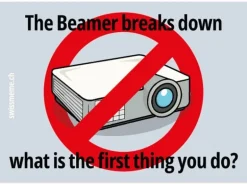 Swissmeme Sticker «Beamer breaks down» 7.4 x 7.4 cm