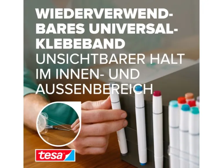 tesa Klebeband Universal Nano Tape 30 mm x 3 m, Transparent
