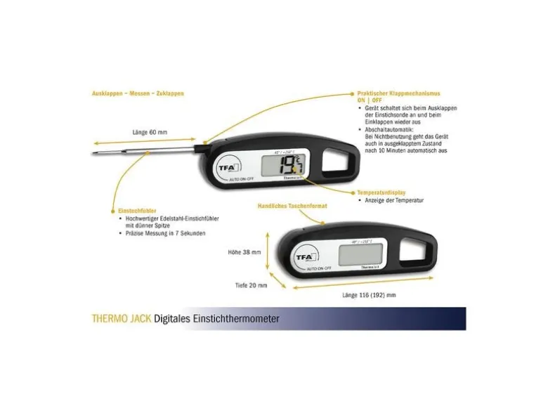 TFA Dostmann Einstichthermometer THERMO JACK, Schwarz