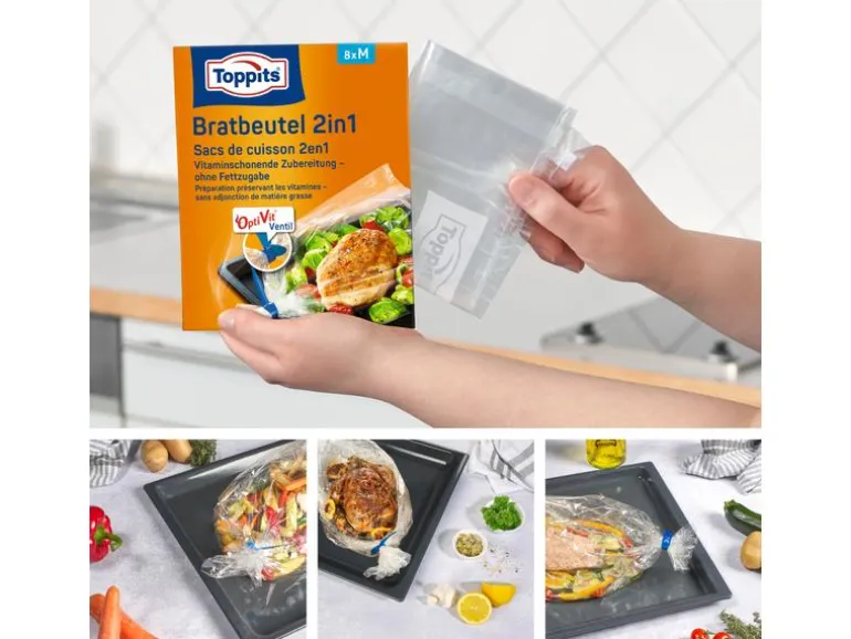 Toppits Bratbeutel 2 in 1 Grösse M, 8 Stück
