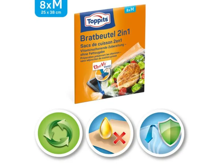 Toppits Bratbeutel 2 in 1 Grösse M, 8 Stück