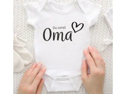 Trendcompany Babybody Du wirst Oma, 62/68, Weiss