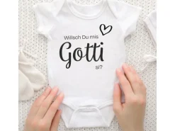 Trendcompany Babybody Willsch du Gotti, 62/68, Weiss