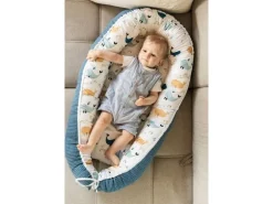 Ullenboom Babynest Cocoon Waffel-Motiv Blau Wale 55 x 95 cm
