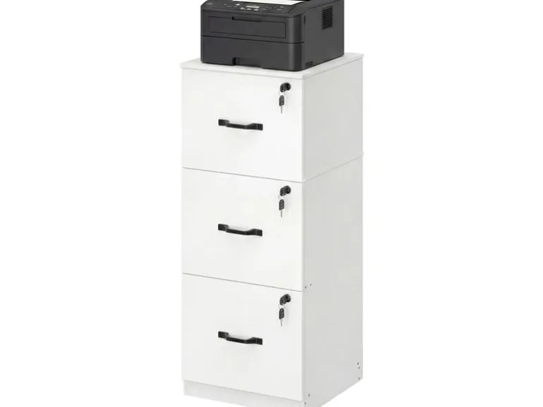 VASAGLE Aktenschrank Holzspanplatte 3 Schubladen Wolkenweiss
