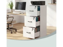 VASAGLE Aktenschrank Holzspanplatte 3 Schubladen Wolkenweiss
