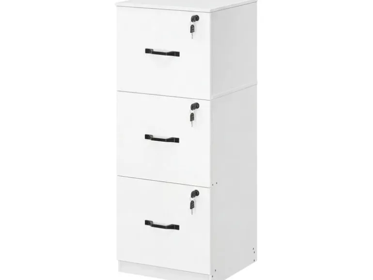 VASAGLE Aktenschrank Holzspanplatte 3 Schubladen Wolkenweiss