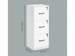 VASAGLE Aktenschrank Holzspanplatte 3 Schubladen Wolkenweiss