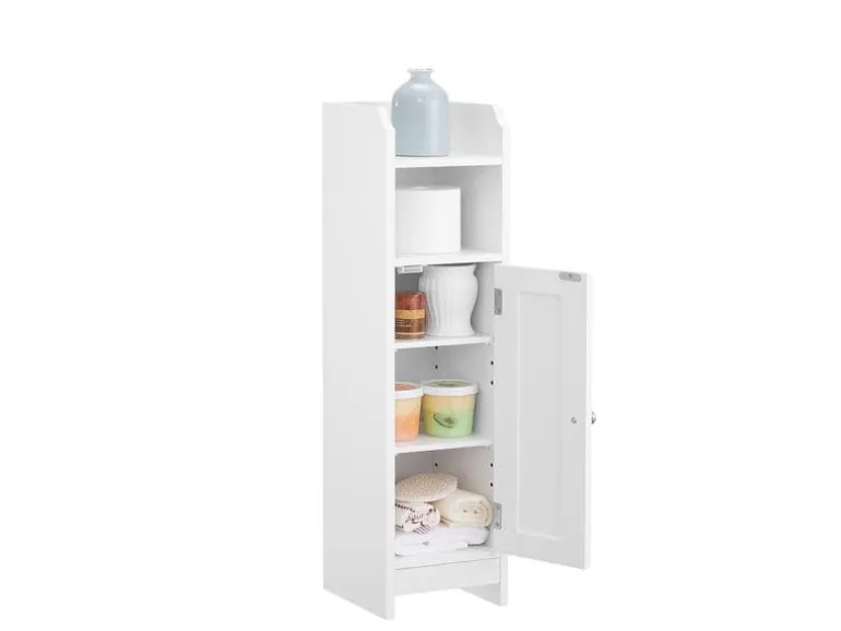 VASAGLE Badezimmerregal mit Tür 80 x 20 cm, Weiss