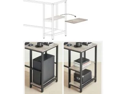 VASAGLE Eckschreibtisch Greige Grau/Schwarz 138 cm
