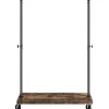 VASAGLE Garderobenständer auf Rollen 162 cm, Schwarz/Braun