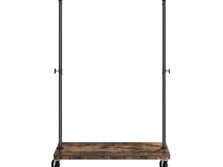 VASAGLE Garderobenständer auf Rollen 162 cm, Schwarz/Braun