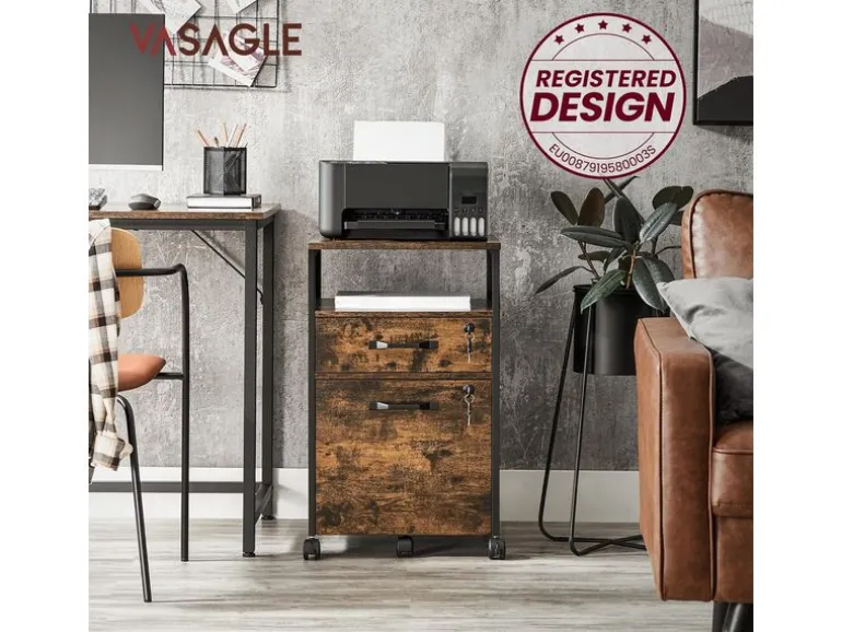 VASAGLE Multifunktionswagen 42 x 44 x 67.4 cm, Braun/Schwarz