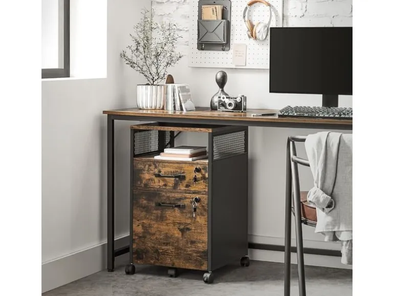 VASAGLE Multifunktionswagen 42 x 44 x 67.4 cm, Braun/Schwarz